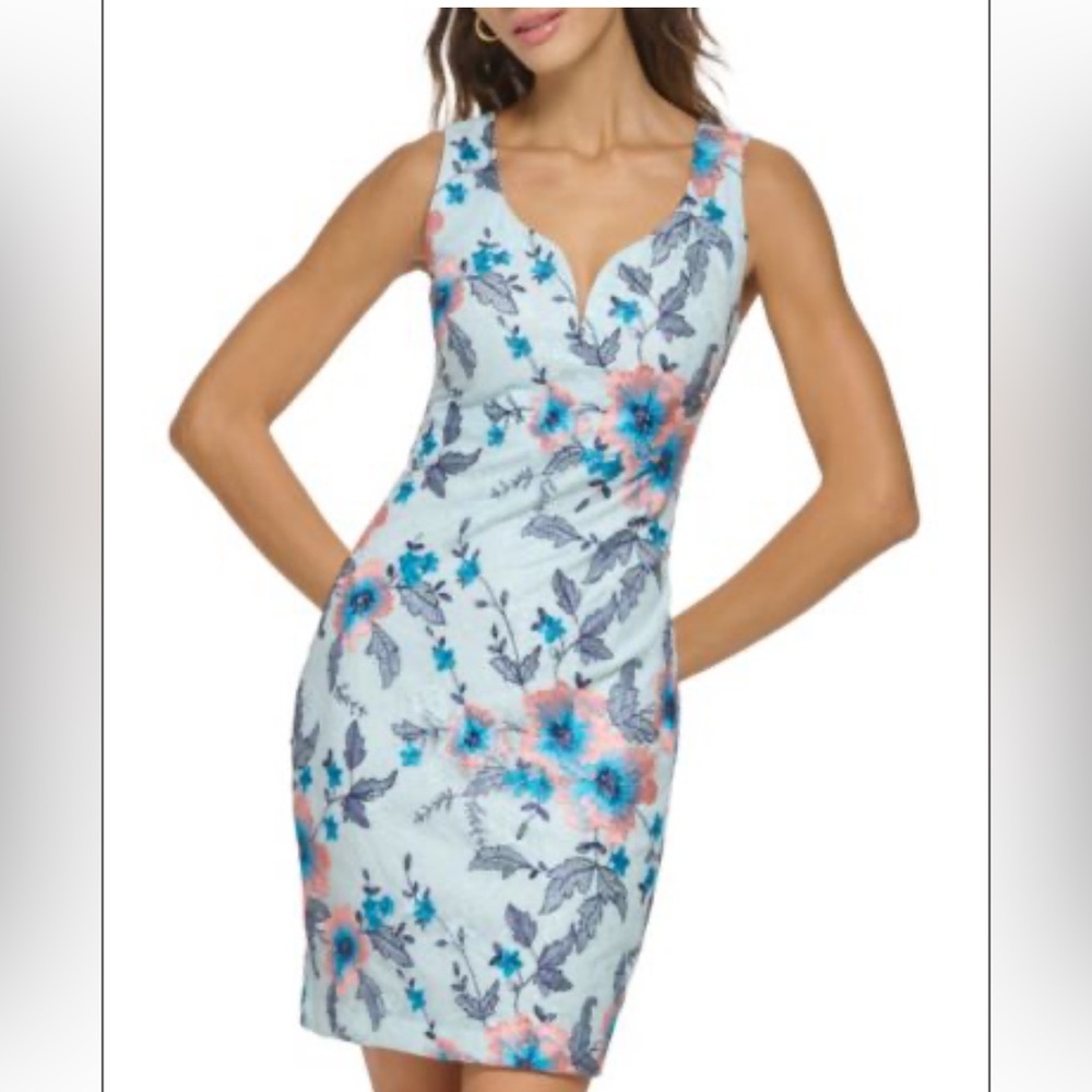 GUESS Sweetheart Floral Sheath Dress